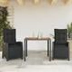 vidaXL Ensemble à manger de jardin avec coussins 3 pcs Noir