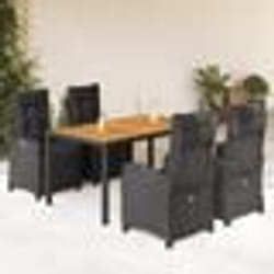 vidaXL Ensemble à manger de jardin coussins 5pcs Noir Résine tressée