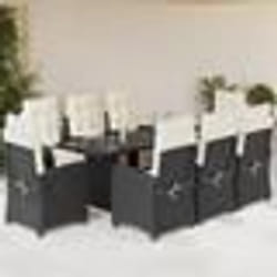 vidaXL Ensemble à manger de jardin 9pcs coussins noir résine tressée