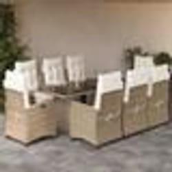 vidaXL Ensemble à manger de jardin et coussins 9 pcs beige Poly rotin