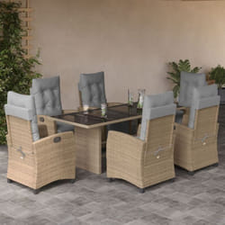 Vidaxl - Ensemble à manger de jardin coussins 7 pcs mélange beige rotin
