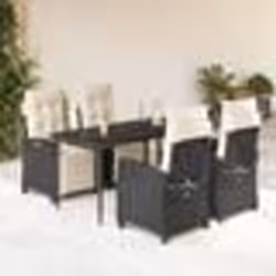 vidaXL Ensemble à manger de jardin coussins 5pcs Noir Résine tressée
