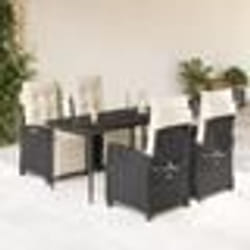 vidaXL Ensemble à manger de jardin coussins 5pcs Noir Résine tressée
