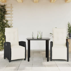 Ensemble À Manger De Jardin Avec Coussins 3 Pcs Noir Vidaxl