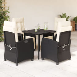 Ensemble À Manger De Jardin Coussins 5pcs Noir Résine Tressée Vidaxl