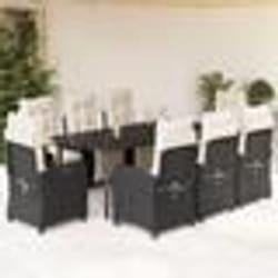 vidaXL Ensemble à manger de jardin 9pcs coussins noir résine tressée
