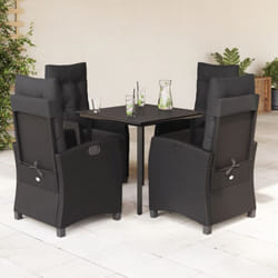 Ensemble À Manger De Jardin Coussins 5pcs Noir Résine Tressée Vidaxl