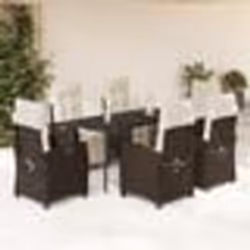 vidaXL Ensemble à manger de jardin et coussins 7 pcs marron rotin