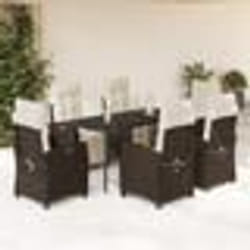vidaXL Ensemble à manger de jardin et coussins 7 pcs marron rotin