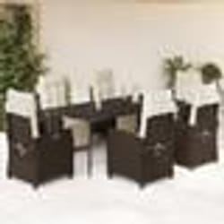 vidaXL Ensemble à manger de jardin et coussins 7 pcs marron rotin