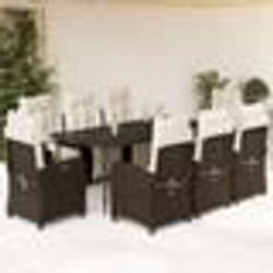 vidaXL Ensemble à manger de jardin et coussins 9 pcs marron poly rotin