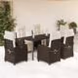vidaXL Ensemble à manger de jardin et coussins 7 pcs marron rotin