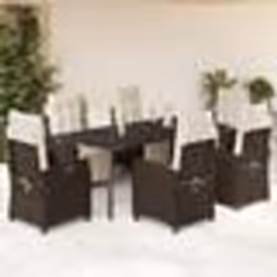 vidaXL Ensemble à manger de jardin et coussins 7 pcs marron rotin