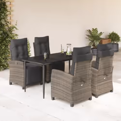 vidaXL Ensemble à manger de jardin 5 pcs coussins gris résine tressée