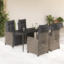 vidaXL Ensemble à manger de jardin 5 pcs coussins gris résine tressée