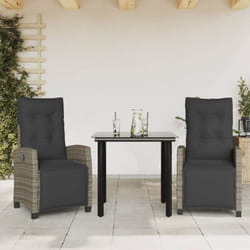 Ensemble À Manger De Jardin 3 Pcs Coussins Gris Résine Tressée Vidaxl