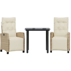 Ensemble À Manger De Jardin Et Coussins 3 Pcs Beige Poly Rotin Vidaxl