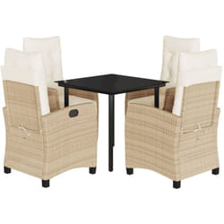 Ensemble À Manger De Jardin Avec Coussins 5pcs Beige Poly Rotin Vidaxl