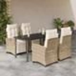 vidaXL Ensemble à manger de jardin avec coussins 5pcs Beige poly rotin