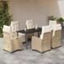 vidaXL Ensemble à manger de jardin et coussins 7 pcs beige poly rotin