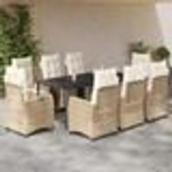 vidaXL Ensemble à manger de jardin et coussins 9 pcs beige Poly rotin
