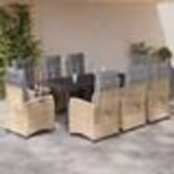 vidaXL Ensemble à manger de jardin et coussins 9 pcs mélange beige