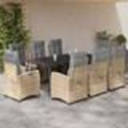vidaXL Ensemble à manger de jardin et coussins 9 pcs mélange beige