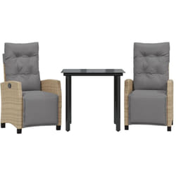 Ensemble À Manger De Jardin Et Coussins 3 Pcs Mélange Beige Vidaxl
