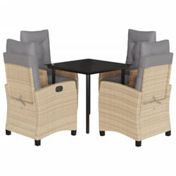 Ensemble À Manger De Jardin Coussins 5 Pcs Mélange Beige Rotin Vidaxl