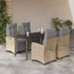 vidaXL Ensemble à manger de jardin coussins 5 pcs mélange beige rotin