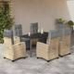vidaXL Ensemble à manger de jardin coussins 7 pcs mélange beige rotin