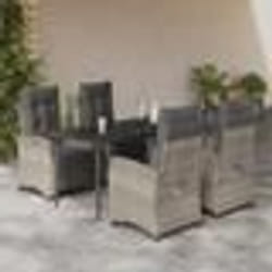 vidaXL Ensemble à manger de jardin et coussins 5 pcs gris clair rotin