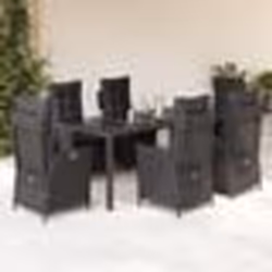 vidaXL Ensemble à manger de jardin coussins 7pcs Noir Résine tressée