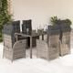 vidaXL Ensemble à manger de jardin et coussins 7 pcs gris rotin