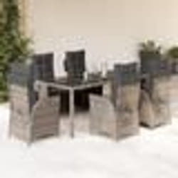 vidaXL Ensemble à manger de jardin et coussins 7 pcs gris rotin