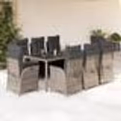 vidaXL Ensemble à manger de jardin 9 pcs coussins gris résine tressée