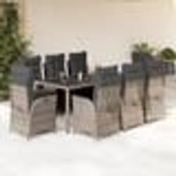vidaXL Ensemble à manger de jardin 9 pcs coussins gris résine tressée