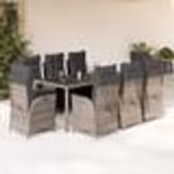 vidaXL Ensemble à manger de jardin 9 pcs coussins gris résine tressée