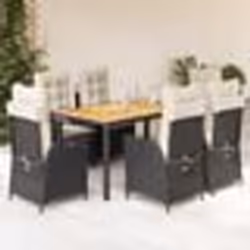vidaXL Ensemble à manger de jardin coussins 7pcs Noir Résine tressée