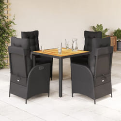 Vidaxl - Ensemble à manger de jardin coussins 5pcs Noir Résine tressée