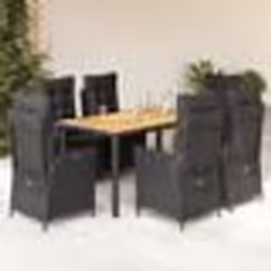 vidaXL Ensemble à manger de jardin coussins 7pcs Noir Résine tressée