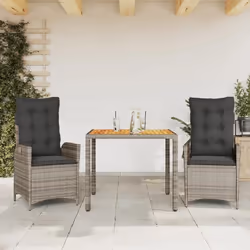 vidaXL Ensemble à manger de jardin 3 pcs coussins gris résine tressée