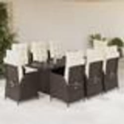 vidaXL Ensemble à manger de jardin et coussins 9 pcs marron poly rotin