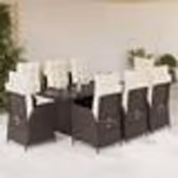 vidaXL Ensemble à manger de jardin et coussins 9 pcs marron poly rotin