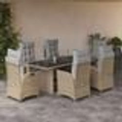 vidaXL Ensemble à manger de jardin coussins 7 pcs mélange beige rotin