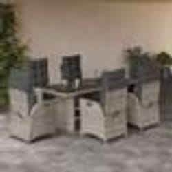 vidaXL Ensemble à manger de jardin et coussins 7 pcs gris clair rotin