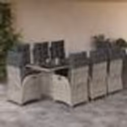 vidaXL Ensemble à manger de jardin et coussins 9 pcs gris clair rotin