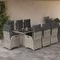 vidaXL Ensemble à manger de jardin et coussins 9 pcs gris clair rotin