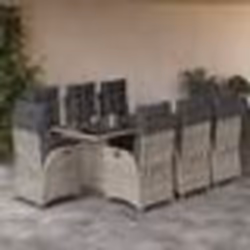 vidaXL Ensemble à manger de jardin et coussins 9 pcs gris clair rotin
