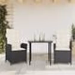 vidaXL Ensemble à manger de jardin avec coussins 3 pcs Noir
